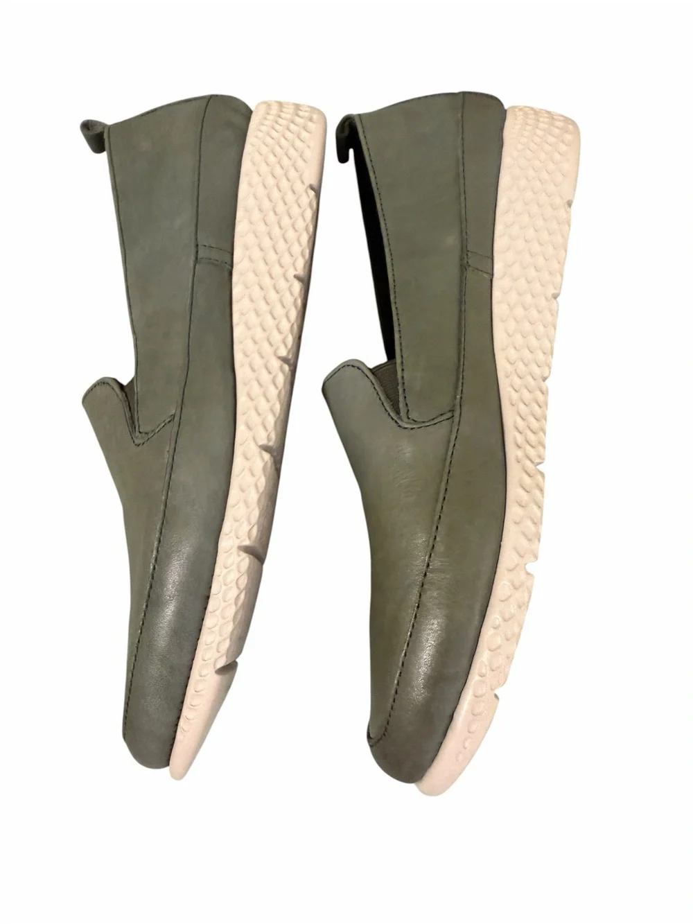 Saydo EU 38 US 7.5-8 Olive Green Leather Slip On Loafers Comfort Sneaker Flats